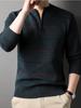 Men's Casual Striped Knit Sweater With 1/4 Zip, Long Sleeve Polyester & Acrylic Blend Top, Mature Style