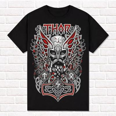 Thor's Hammer T-Shirt Mjolnir Viking Style Asatru Nordic Tradition T Shirt  Tees Tops Unisex Cotton Short Sleeve High Street