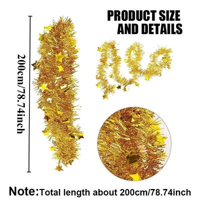 Christmas Tinsel Ribbon Garlands Christmas Trees Hanging Plastic Colorful Star Decorations Birthday Party Wedding New Year