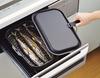 Pearl Metal Grill Pan, Black, 30 x 18 cm, with Iron Lid and Handle, Rectangular, Wave Design, Rakuking HB-3995