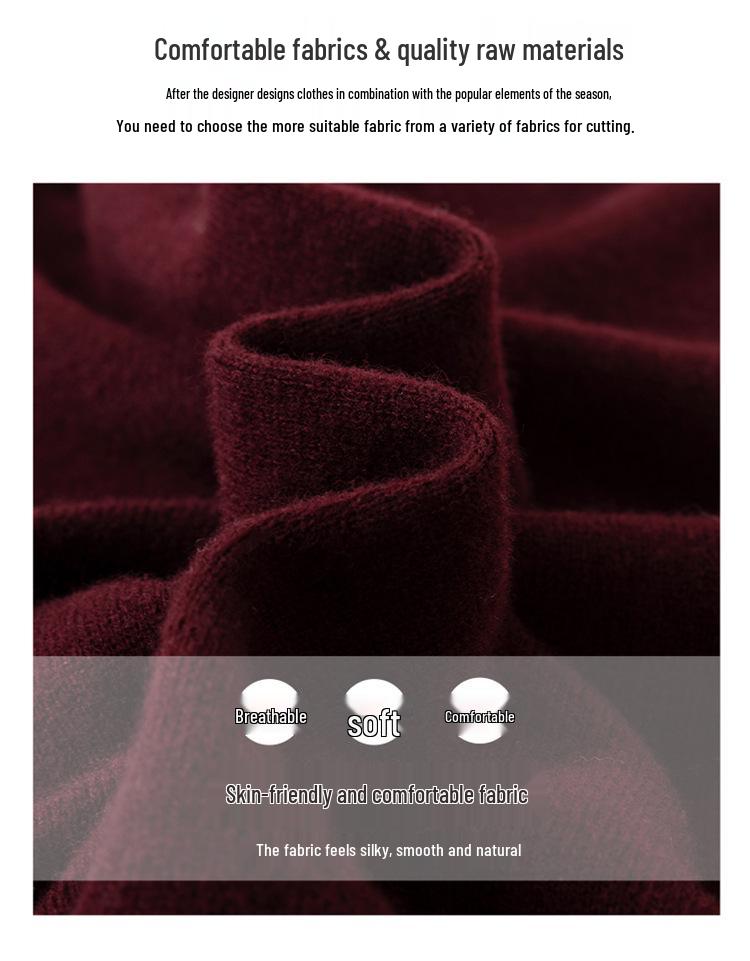 Women's Pure Wool Half-High Neck Sweater: Winter Warm, Loose Fit, Fashionable for Middle-Aged & Elderly Mothers
