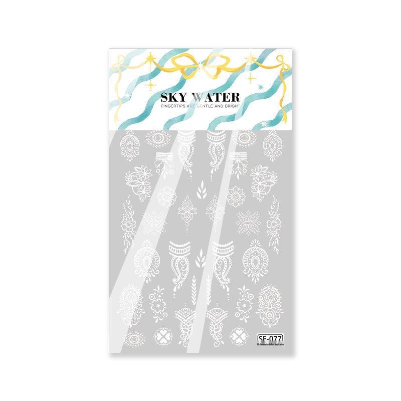 Sky Cross Retro Baroque 6D Embossed Nail Art Stickers - Pharaoh's Eye Design with European Back Adhesive