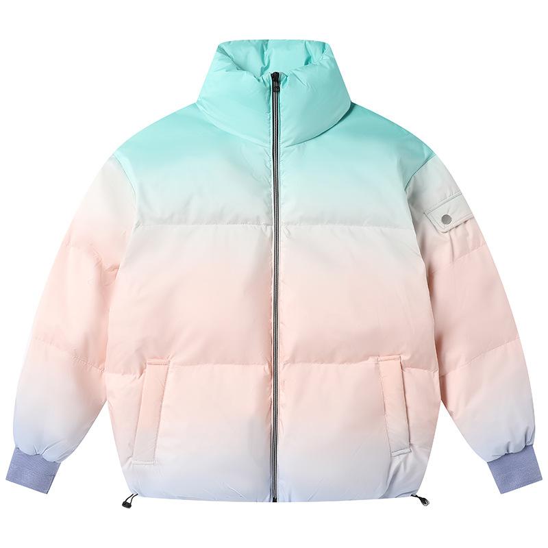 Gradual Change Color Down Jacket Men's Autumn and Winter Trend Cold and Warm Bread Clothes Couple Fashion Versatile Jacket Men's Clothing