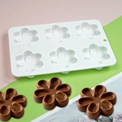 Moule en Silicone Fleur Six Pétales 6 Cavités Outil de Décoration de Gâteau Fondant Mousse pour Faire Chocolat Bonbon Savon Fait Main