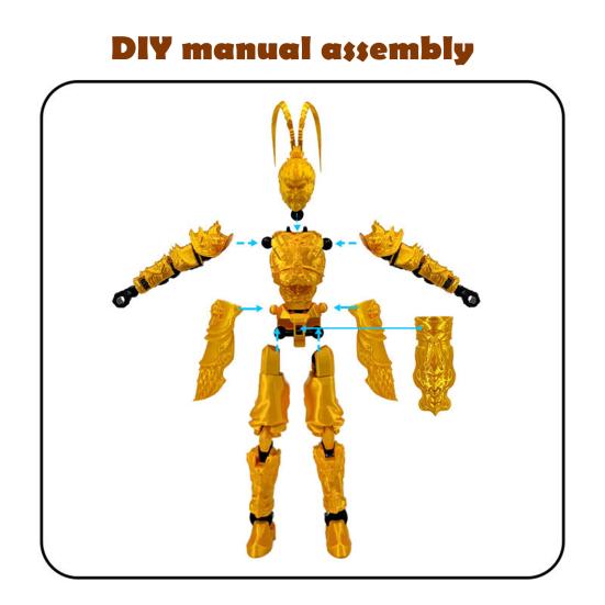 Monkey King Action Figure 3D Printed Movable Joints Monkey Model Great Sages Equalling Heaven Figurine Articulated Dummy Decoration Ornament