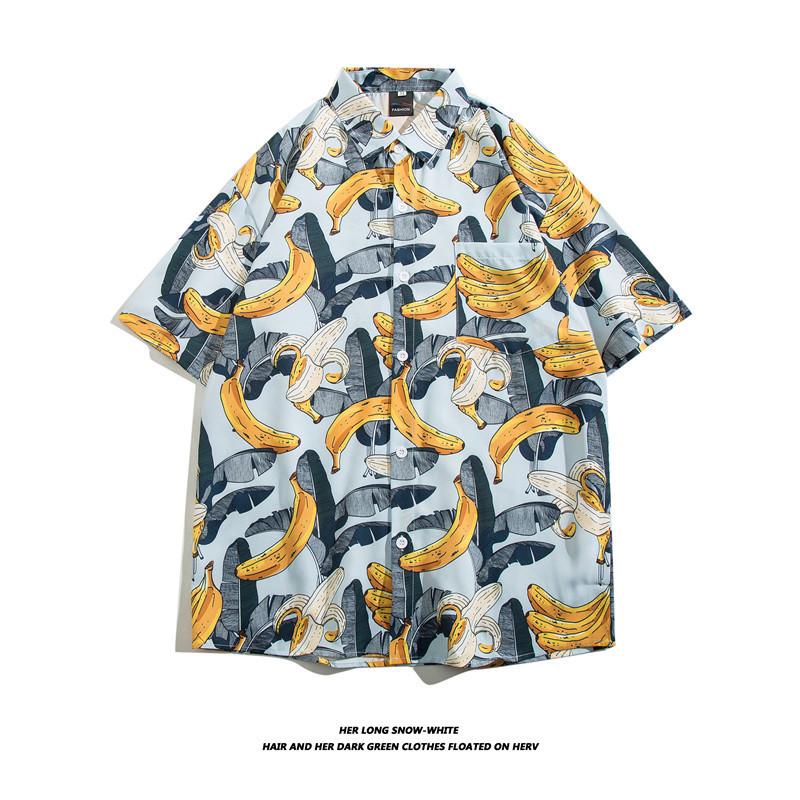 Summer Mens Hawaiian Casual  Shirts Short Sleeve Button Fashion Print Beach Floral  Vintage Tops