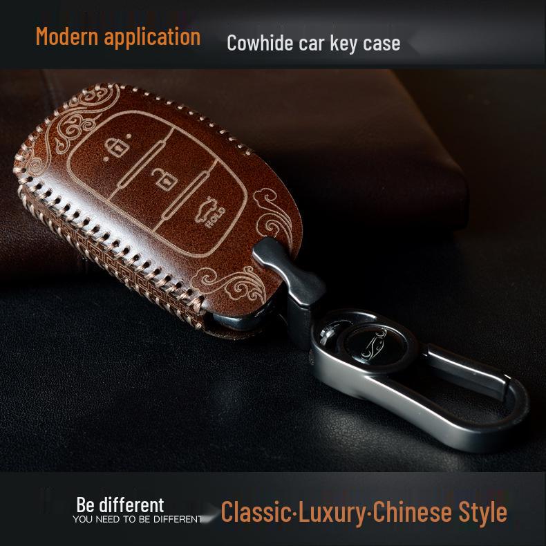 Cowhide Key Case for Hyundai ix35 ix25 Mistra Elantra Lingdong Tucson Sonata 9 Reina