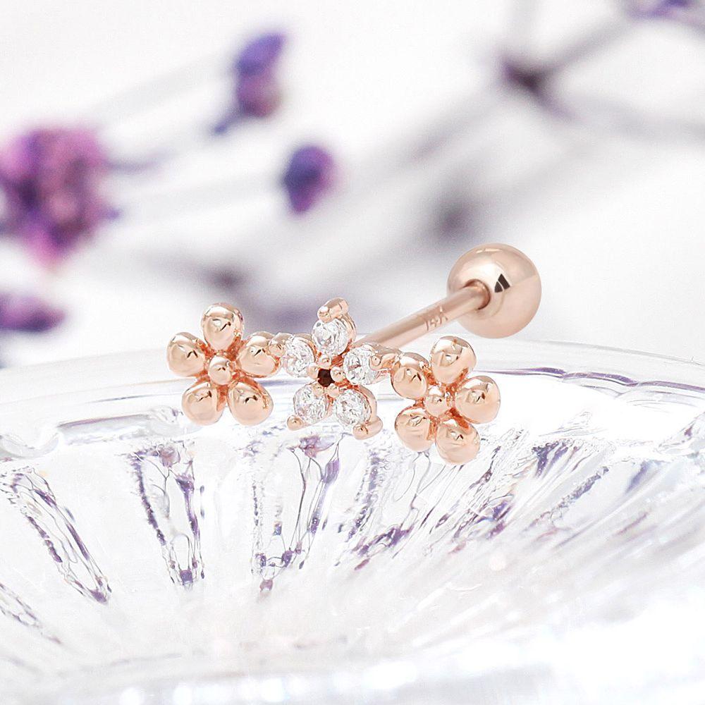 14K Rose Gold Flower Cubic Stick Gold Needle Piercing