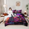 3 Pieces Bedding Duvet Cover Pillowcases Set - GTA VI Vice City Neon Palm Sunset Retro Gamer Poster for Teens Room