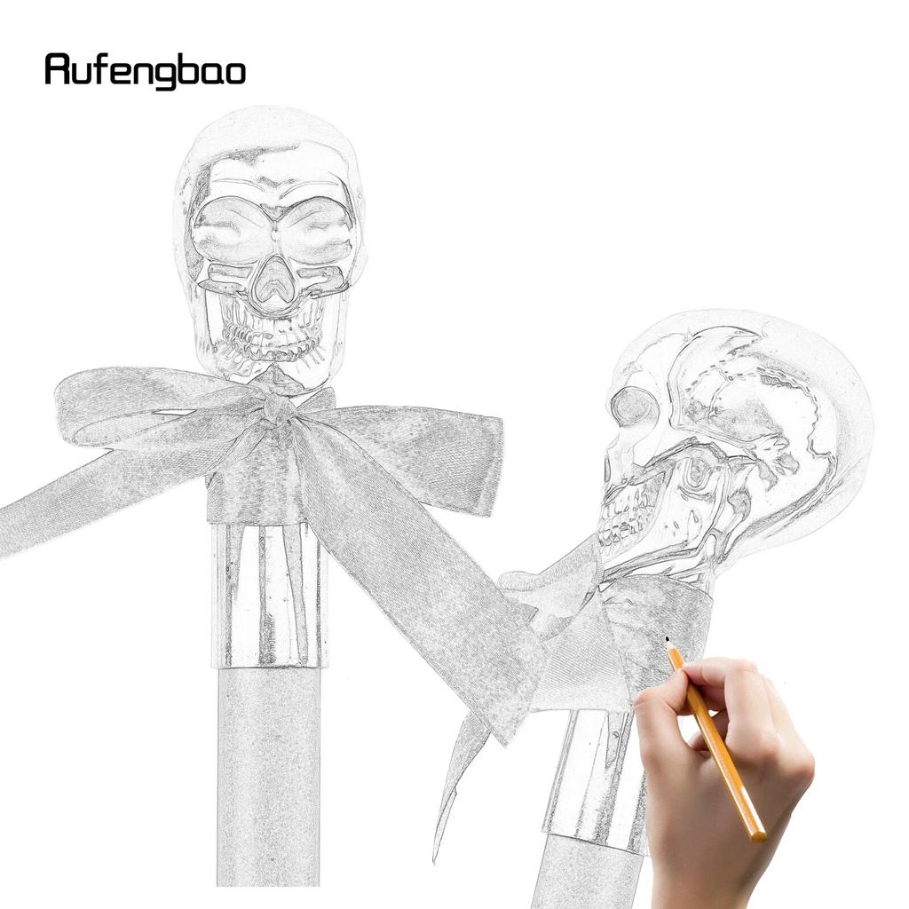 Golden Skull Head with Bow Tie Gentleman Walking Cane Fashion Walking Stick Gentleman Crosier Knob Walking Stick 93cm