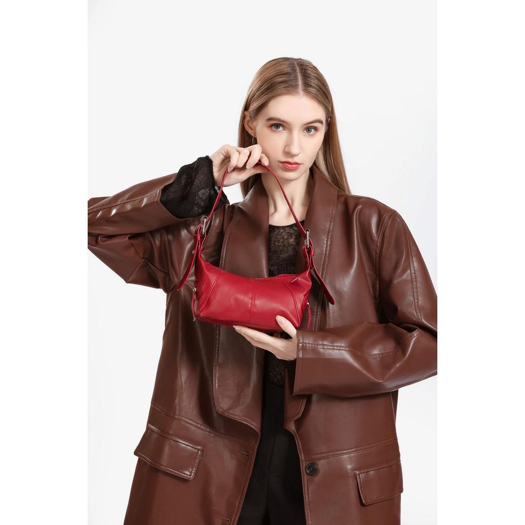 IELGY Fashion Leather Zipper Shoulder Portable Underarm Retro Bag
