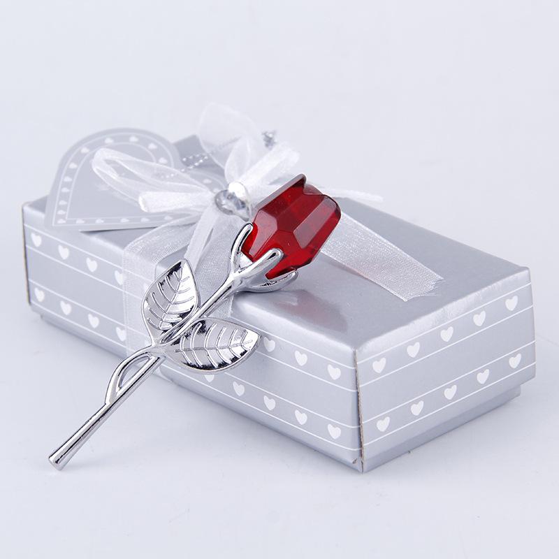 Glasros Mini Kristallblomma Konstgjorda Blommor Rumsdekoration Kontorsskrivbordsdekoration Bröllopsfest Alla hjärtans dag Gåva