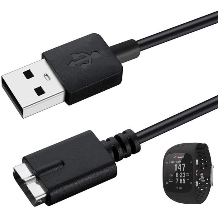 Încărcător Compatibil cu Polar M430 - Cablu USB Înlocuitor Adaptor Încărcare Ceas Phonillico® negru