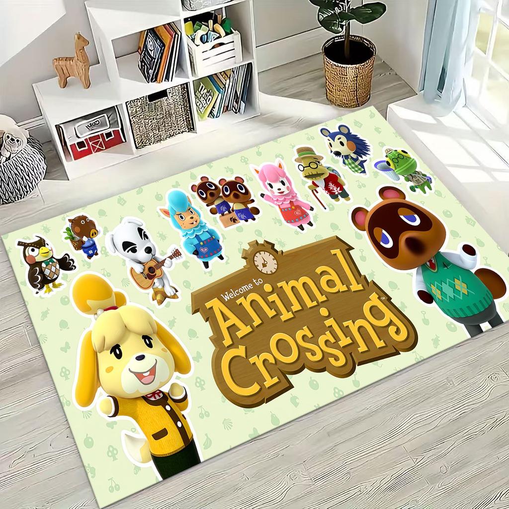 Game Animal Crossing Wild World Cartoon Rug for Bedroom Living Room Sofa Home Doormat Decor, Large Kids Play Non-slip Floor Mat