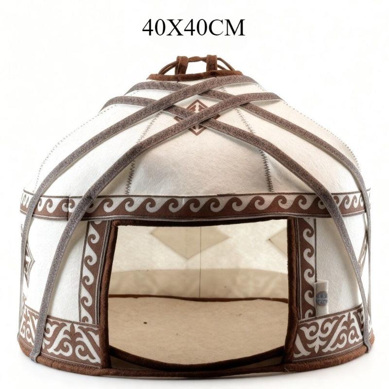 

Felt House Cat Nest Retro Creative Indoor Luxury Cat House Hidden Sleeping Four Seasons Universal Pet Nest Ethnic Style Supplies коричневий