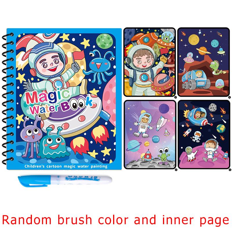1 Set Sihirli Su Boyama Kitabı Renkli Montessori Tekrar Kullanılabilir Boyama Kitabı Su Fırçası ile Doğum Günü Festivali Grafiti Hediyesi ZYF
