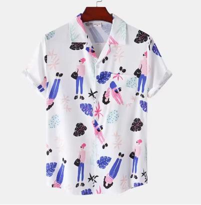 Summer Rainbow Men's Vacation Lapel Kamisa Oversized Hawaiian Shirt 3D Printed Fashion Men's and Women's Beach Short