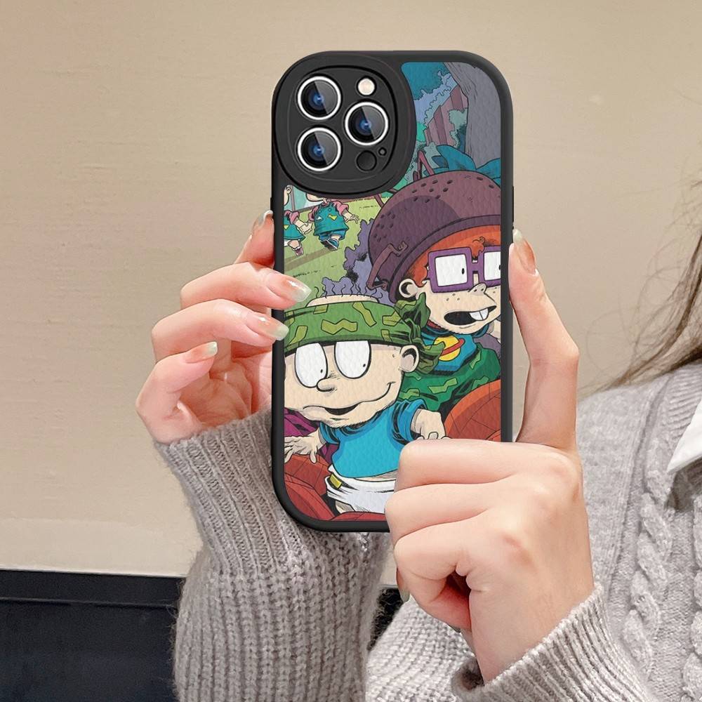 

Cartoon Funny R-Rugrats Leather Phone Case For IPhone 16 16e 15 14 13 12 11 Pro Max Plus Mini Cover iPhone 16