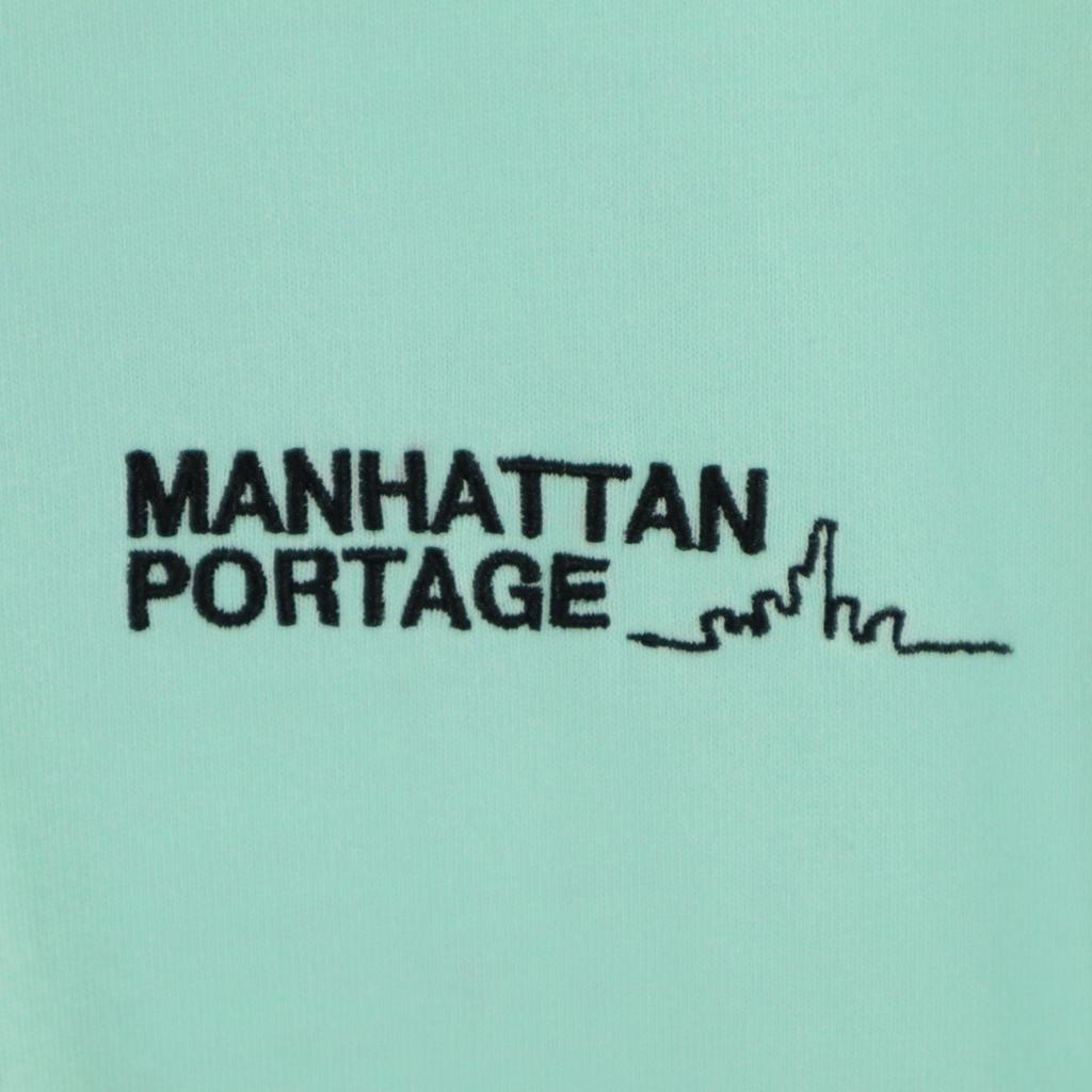 Manhattan Portage Back English Print Short Sleeve T-shirt M Mint Green Men's Used