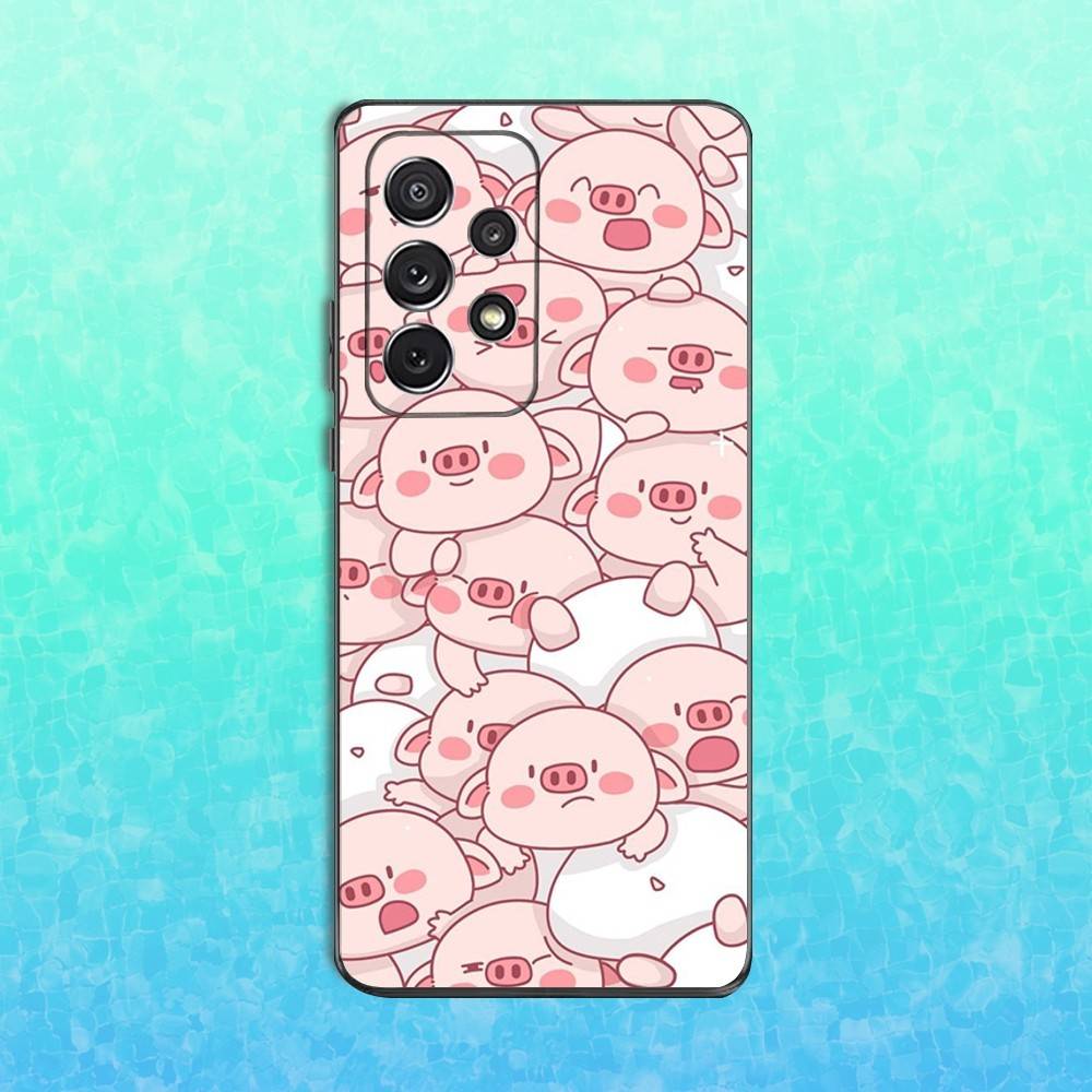 Cute Cartoon Piggy Phone Case For Samsung S25,S24,S23,S22,S21,S20,S10,Ultra,Plus,Lite,FE,Soft Silicone Black Cover