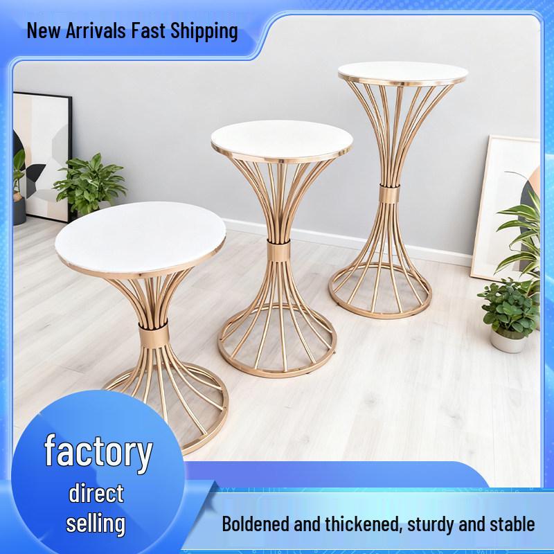 Elegant Gold Slim Waist Round Geometric Wedding Flower Stand Small