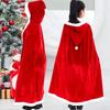 Plush Hooded Ponchos Polyester Christmas Cosplay Costume Windproof Red Xmas Cape  Autumn Winter