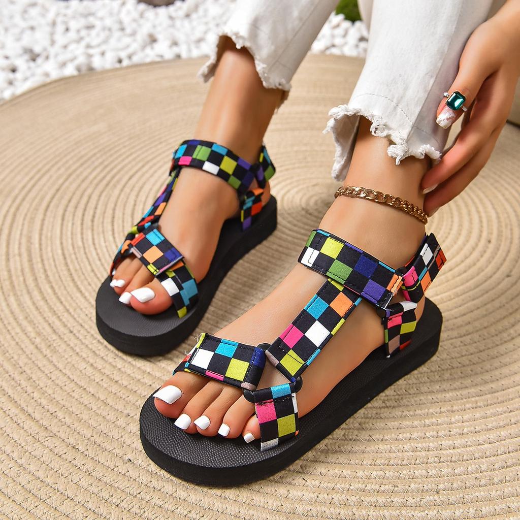 Fashion New Summer Women Casual Sandals Color Flat Casual Lace Up Bow Shoes for Women Fashion Outdoor Beach Sandals Zapatos De Mujer