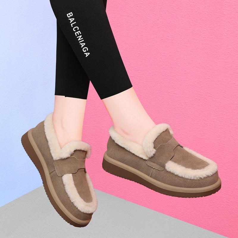 Versatile cotton shoes winter new warm piled thickened fluffy shoes Versatile platform casual shoes