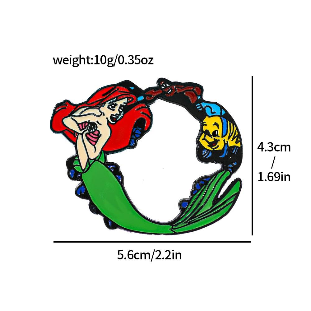 Personality and creativity Little Mermaid metal badge European and American film and television characters alloy brooch pin decoration