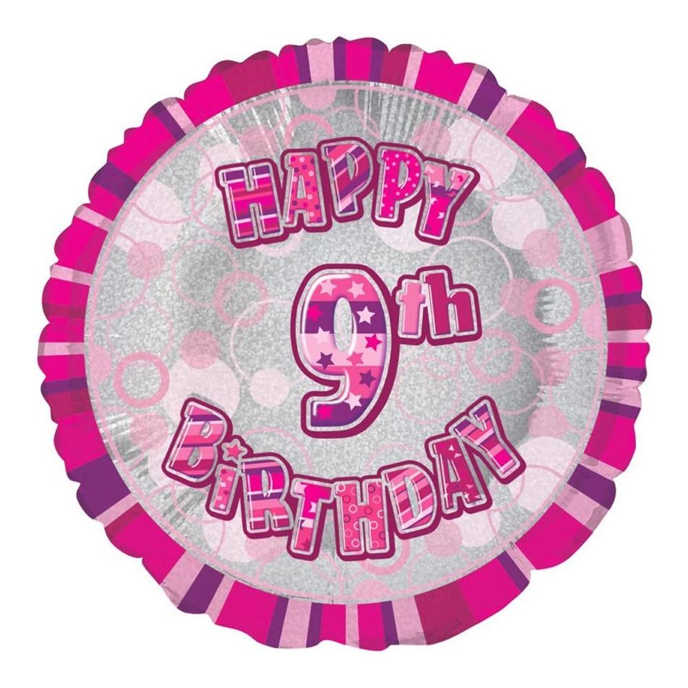 Unique Party Happy 9th Birthday Glitz Foil Balloon