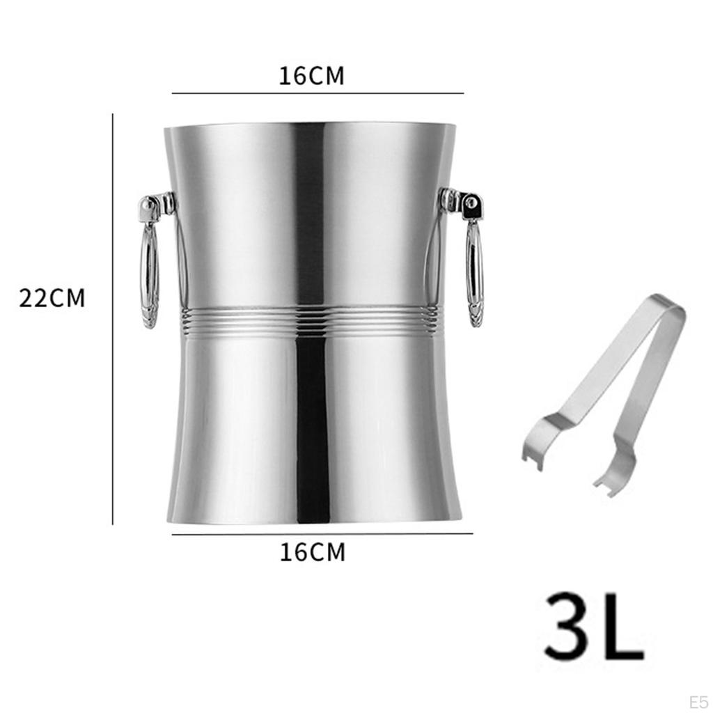 Edelstahl-Eiskübel, Bierkühler, Getränkekühleimer, isoliertes Metallgetränk