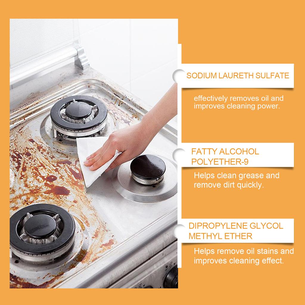 Kitchen Foam Cleaner Powerful Cleaning Grease And Stains Without Damaging Surface Lemon Light Fragrance No Residue No Irritation