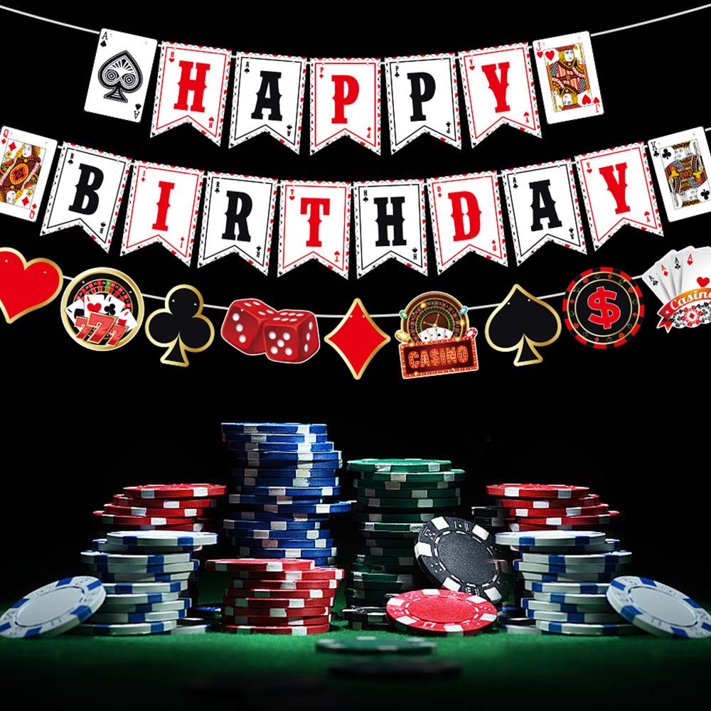 Party Decoration Banner Birthday Party Background Decoration Poker Flag Setting Props
