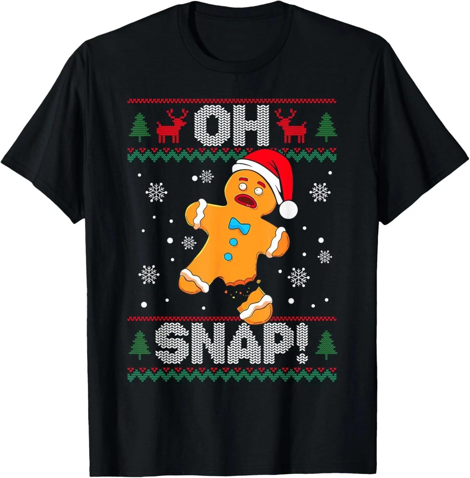 Oh Snap Gingerbread Cookie Christmas Funny Ugly Unisex T-Shirt L