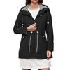 Women Solid Rain Jacket Outdoor Plus Waterproof Hooded Raincoat Windproof