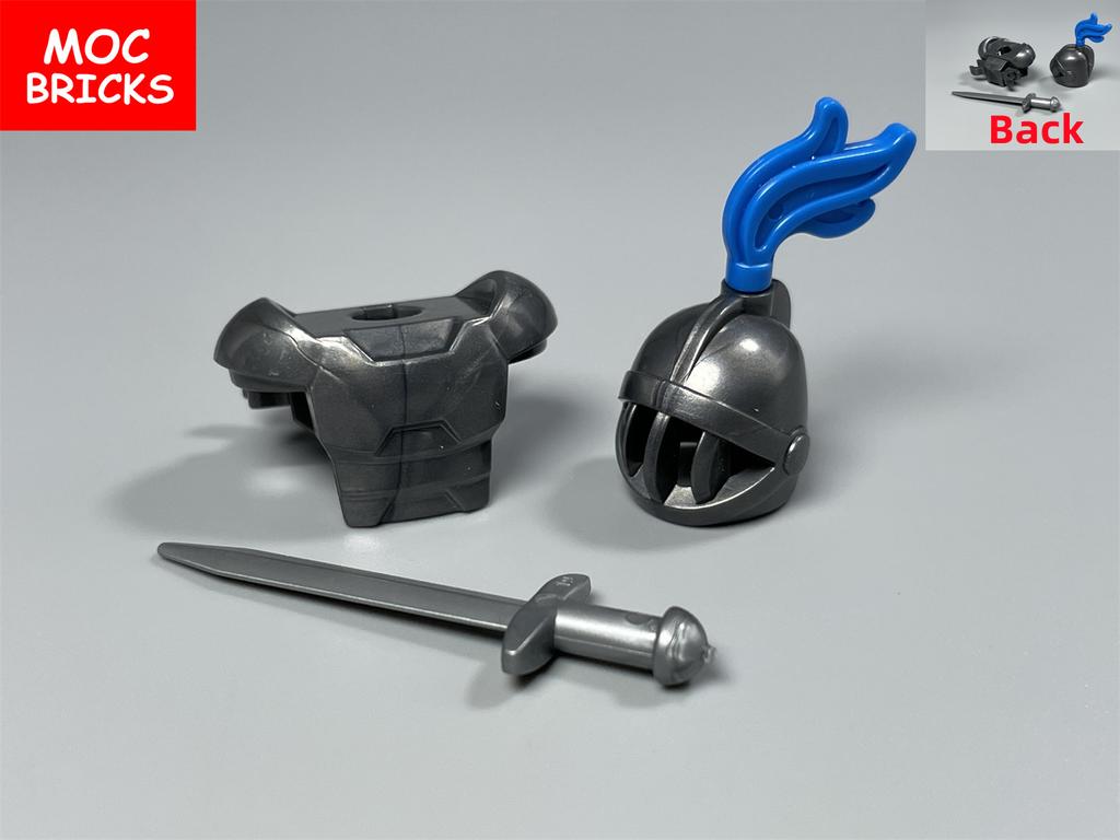 5sets/lot MOC Bricks Medieval Knights Hero Armor Paint Helmet sword warrior soldier Educational Building Blocks Toys