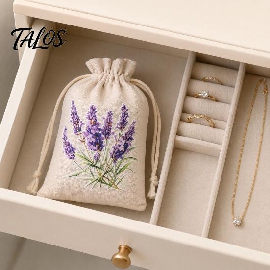 Sacos Decorativos de Sachê 2 Peças Sacos com Cordão, com Estampa Floral, Tecido de Poliéster e Algodão Respirável Malha Pequena Bolsas de Armazenamento Bolsas, Sachês Portáteis,