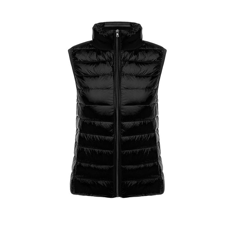 

Women s Lightweight Down Vest - Sleeveless Solid Color for Autumn & Winter 2025 2XL чёрный