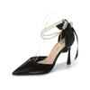 Fashion Women Summer High Heels Sandals Lady Pointed Toe Stiletto Butterfly Knot Pumps Fashion Pearl Buckle Strap Wedding Bridal Shoes