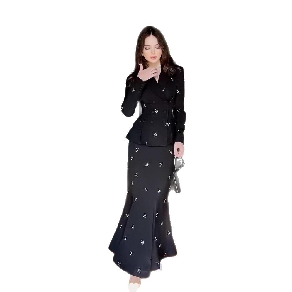 Vestido Largo Elegante para Mujer Otoño 2025 Estilo Retro con Cuello en V y Cintura Ceñida Estilo Europeo y Americano