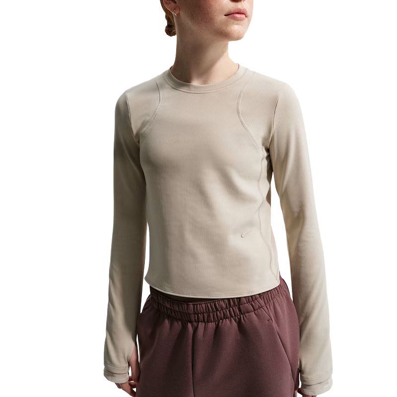 Nike Quick-Dry T-Shirt FW25 Knitted Moisture-Wicking Breathable Long Sleeve Kids tops IM1761-236 S