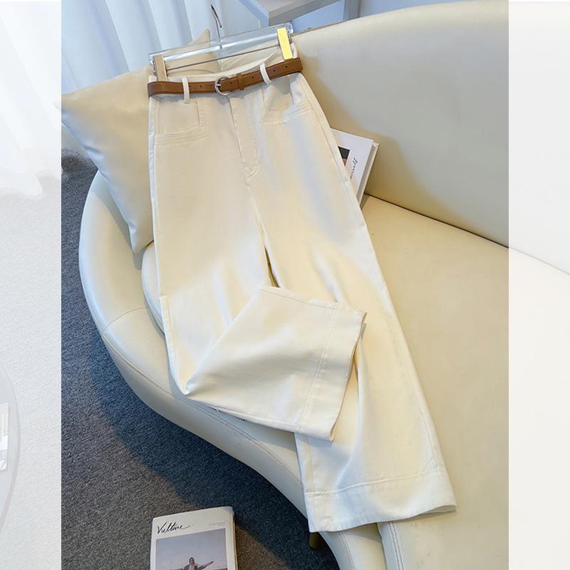 

Women s Autumn Winter 2024 White Cropped Narrow & Wide Leg Jeans 3XL (Recommended 140-150 jin)