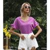 Women's Summer Polka Dot V-Neck Short Sleeve T-Shirt Top