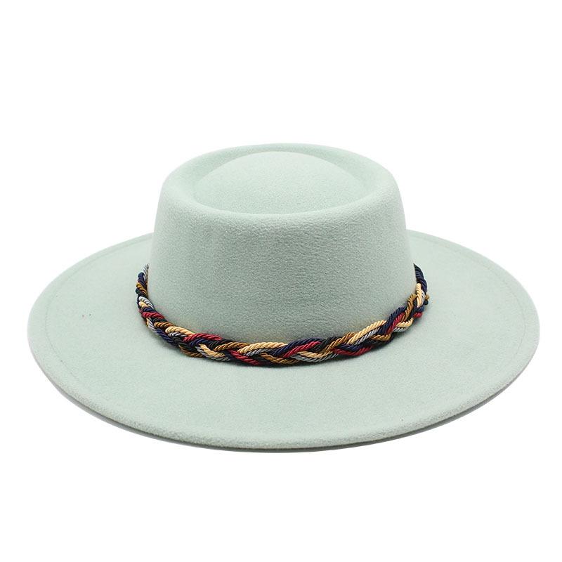 Wool Big-Brimmed Jazz Top Hat For Men And Women, Concave-Convex Top Woven With Top Hat 8.5Cm Big Edge