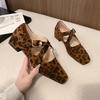 Fashion New Fashion Leopard Print Ballet Flats Women Mary Janes Shoes Brand Designer Buckled Crossover Leisure Comfy Low Heels Shoes