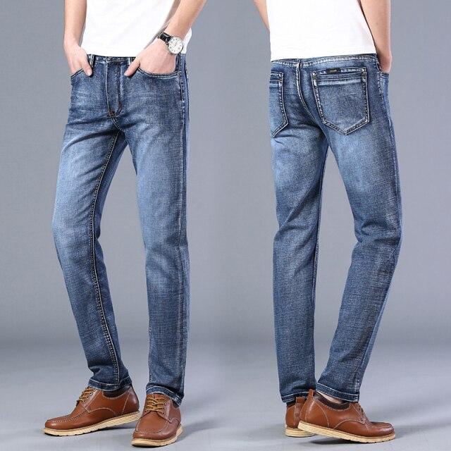 18 Colors Men 'S Jeans Classic Style Business Casual Advanced Stretch Regular Fit Denim Trousers Grey Blue Pants Male