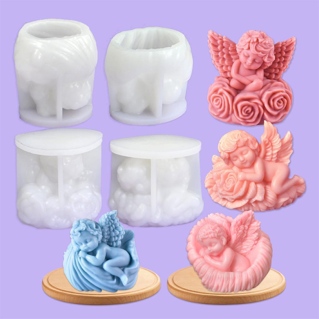 Okřídlená dětská figurka Silikonové formy na svíčky pro epoxidovou pryskyřici Ručně vyráběná svíčka Mýdlo Sádrová silikonová forma pro domácí dekoraci