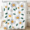 Charming Floral Shower Curtain Bright White Background with Daisies Leaves for Bathroom Decor 72 x 84 Inches Size Customizable E