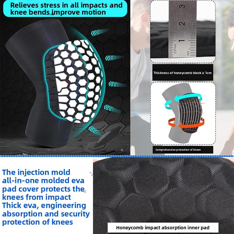 Sports Knee Pads Basketball Running Pressurized Anti-collision Honeycomb Knee Pads Leg Pads Shock-absorbing Football Breathability