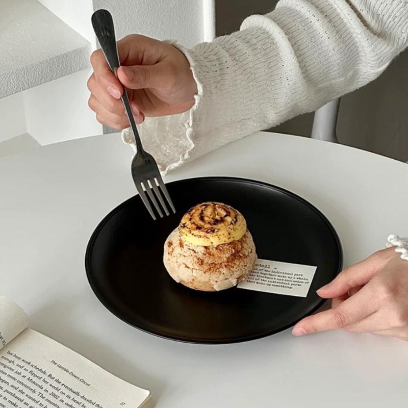 Farfurie de Desert Neagră High-End, Tavă de Expunere Bijuterii din Oțel Inoxidabil Pentru Servirea Prăjiturilor la Ceaiul de După-Amiază, Platou cu Fructe pentru Living